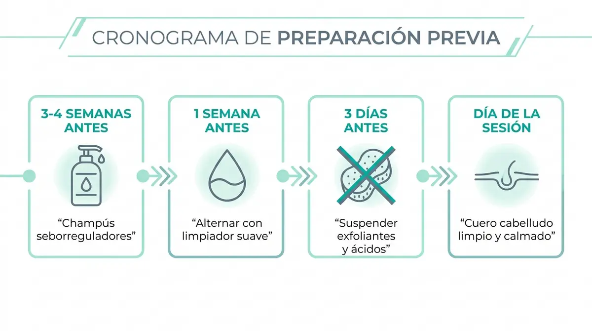 Cronograma de preparación del cuero cabelludo antes de la micropigmentación capilar